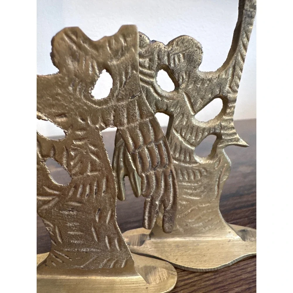 Vintage Brass Angel Candle Holders Set‎ of 2 Trumpet Heralding Angel Brutalist
